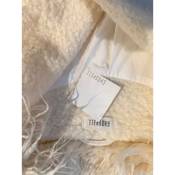 NWT Ghospell Womens Faux Fur Collar Long Boucle Coat Balloon Sleeve Sz. S - Picture 5 of 8